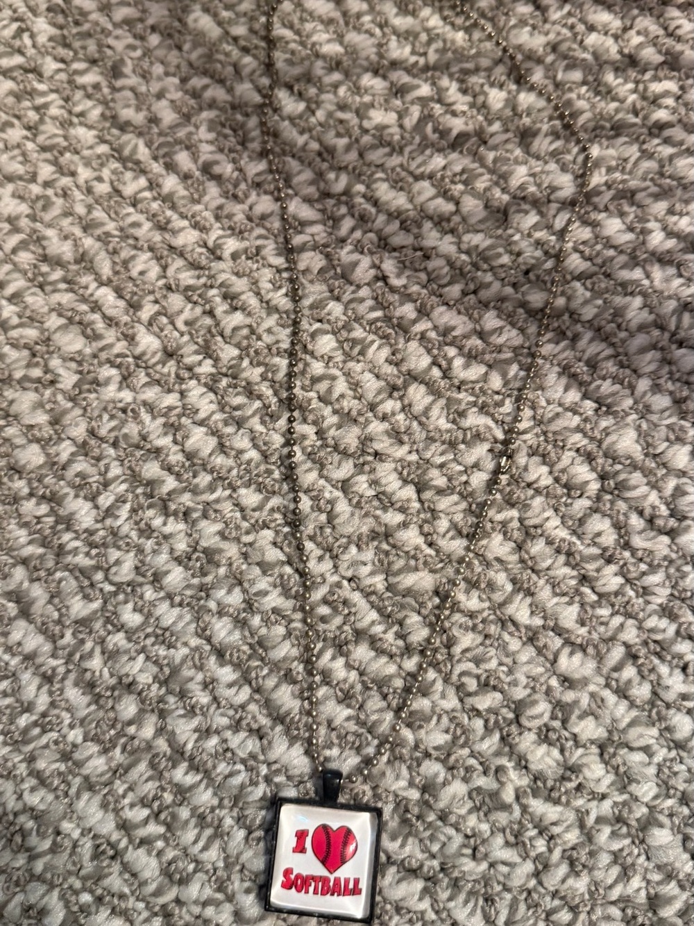 I Heart Softball Pink Pendant Necklace Accessory